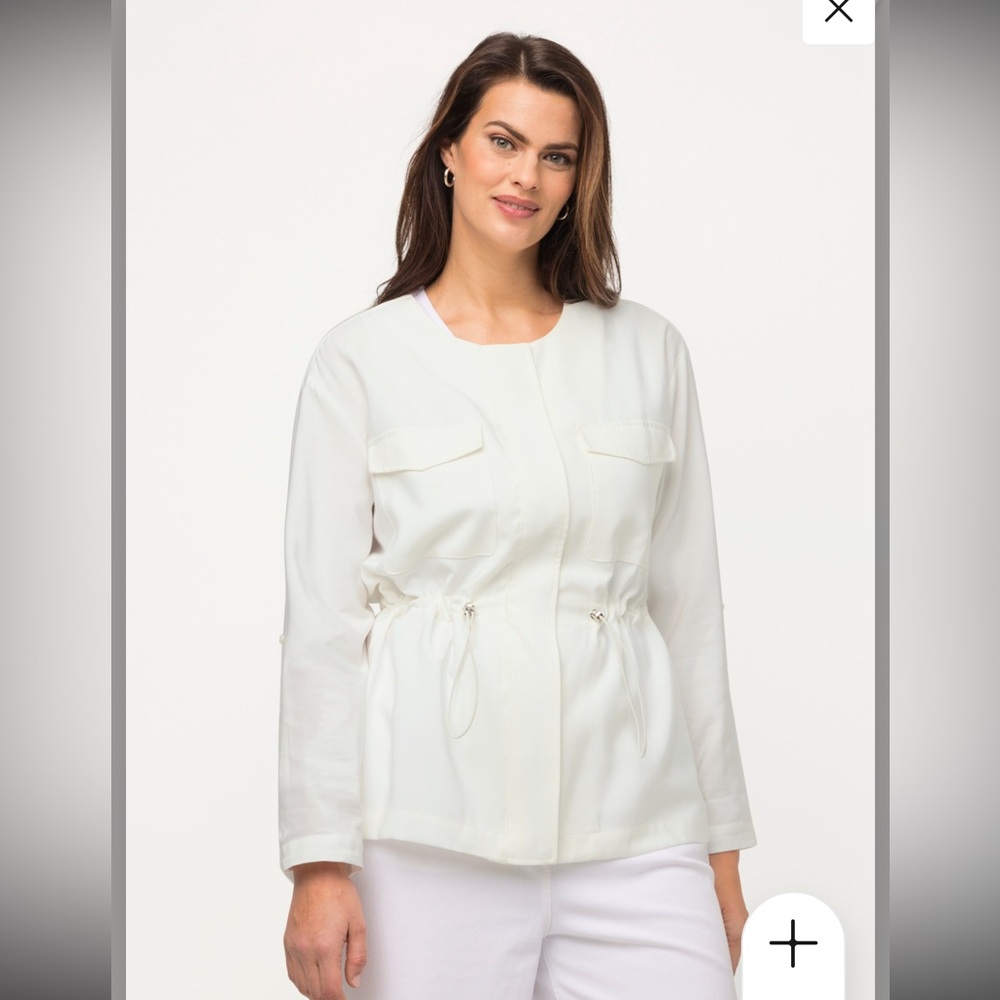 White Jacket 24/26W Plus Size Lightweight for Spring Summer